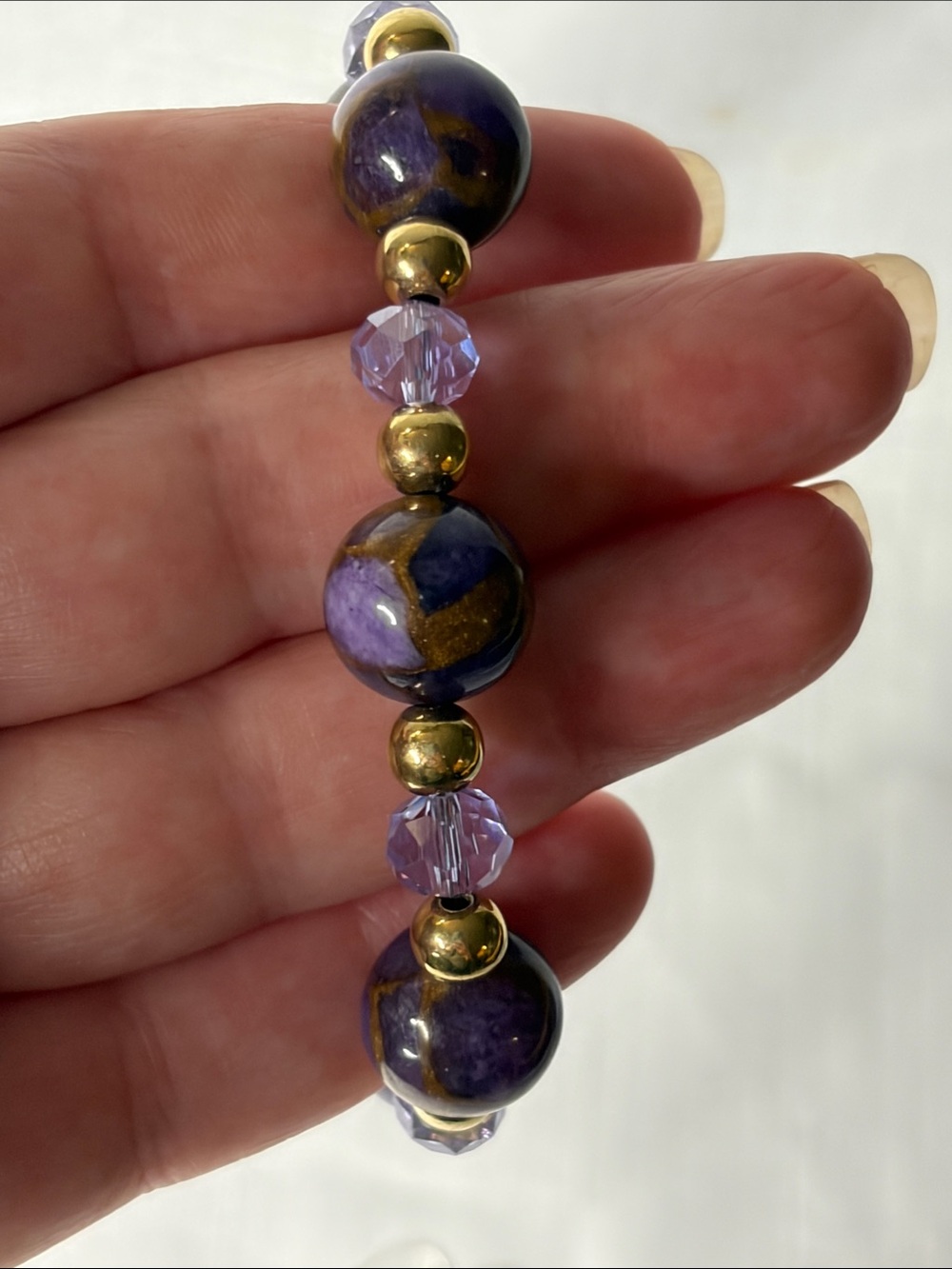 Handcrafted Purple Cloisonné Bracelet and Earring Set - Picture 2 of 4